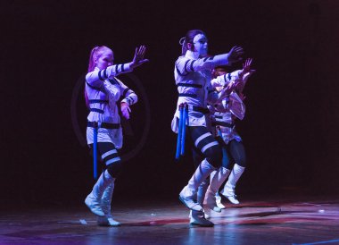 Girls on the stage during the festival cosplay costume