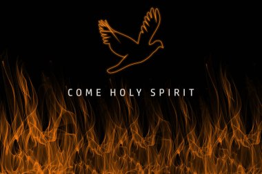Pentecost Pazar Özel Tasarımı, Kutsal Ruh, Baskı için tipografi ya da poster, kart, el ilanı ya da bayrak olarak kullanılacak 