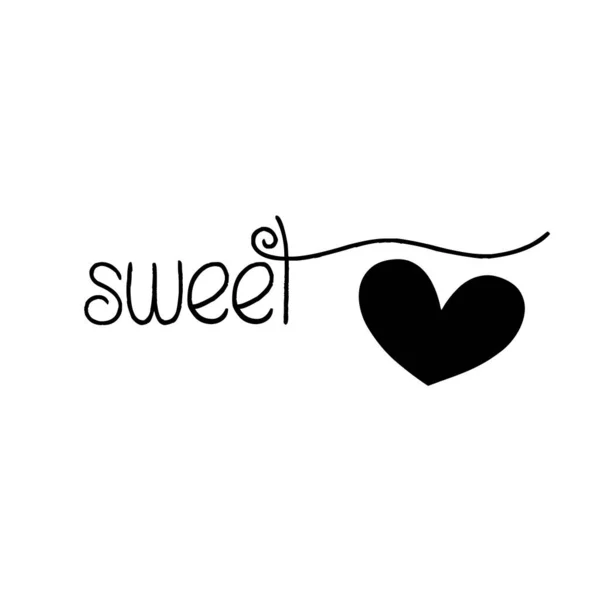 Caligrafía Especial Del Día San Valentín Sweet Heart — Vector de stock