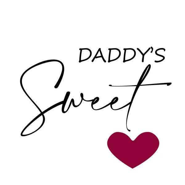 Daddy Sweet Heart Happy Fathers Day Wishes Card Design Print — Stock Vector