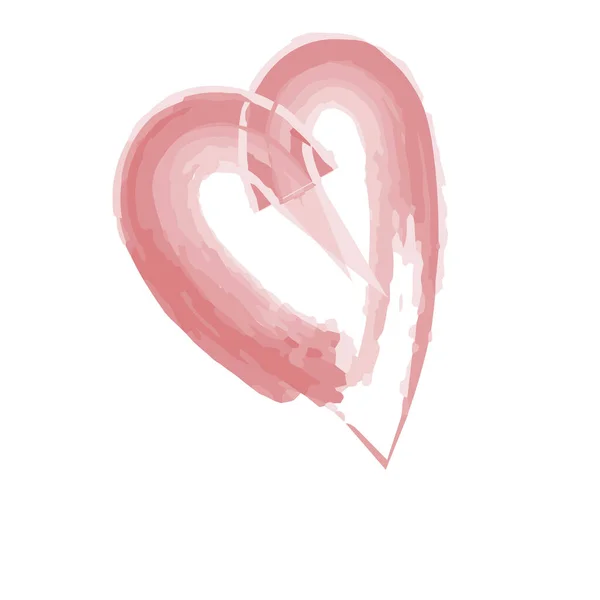 Cadre Forme Coeur Vectoriel Avec Peinture Pinceau Isolé Sur Fond — Image vectorielle