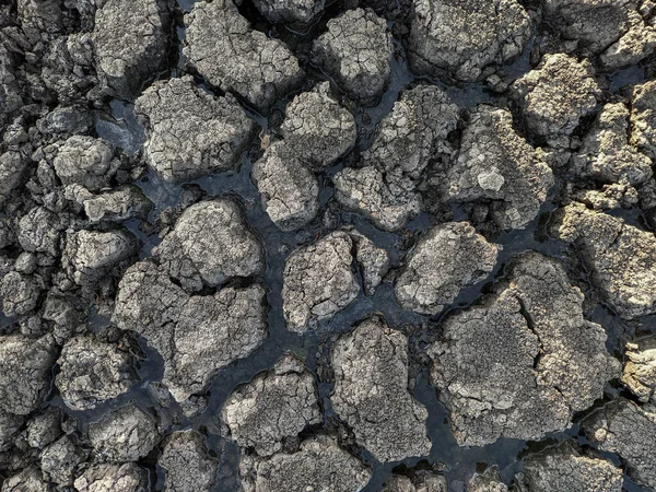 乾燥した割れた湖底のテクスチャ 地球温暖化 — ストック写真