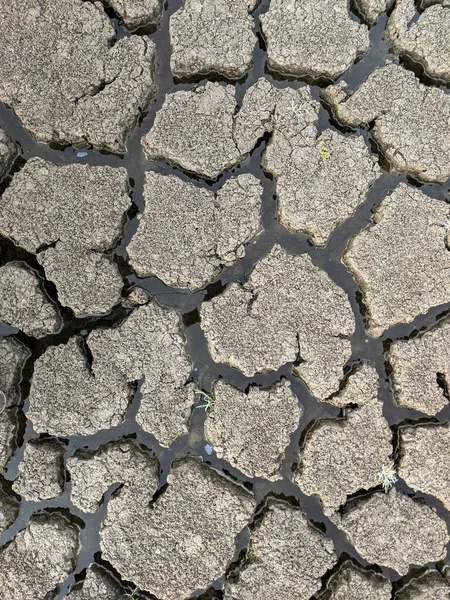 Sušené Popraskané Jezero Pozadí Textury Globální Oteplování — Stock fotografie