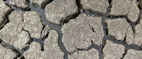 パノラマ乾燥砕いた湖底のテクスチャ 地球温暖化 — ストック写真