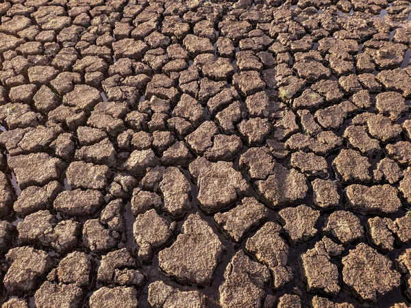 Essiccato Incrinato Fondo Del Lago Texture Riscaldamento Globale — Foto Stock