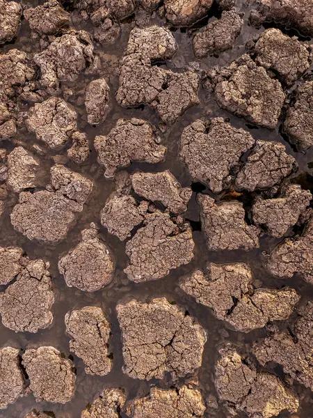 乾燥した割れた湖底のテクスチャ 地球温暖化 — ストック写真