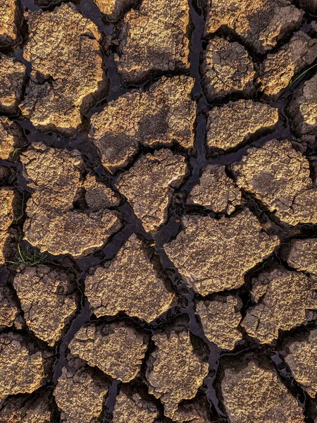 Essiccato Incrinato Fondo Del Lago Texture Riscaldamento Globale — Foto Stock