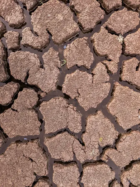 Gedroogde Gebarsten Meer Bodem Achtergrond Textuur Globale Opwarming — Stockfoto