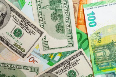 ABD doları ve euro banknotlarının dokusu