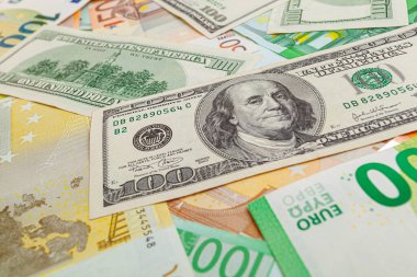 ABD doları ve euro banknotlarının dokusu