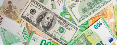 ABD ve Euro banknotlarından yapılmış doku panoraması