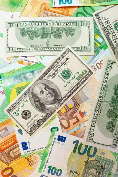 Textuur Van Ons Dollar Eurobankbiljetten — Stockfoto