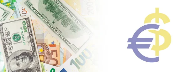 Панорама Текстуры Банкнот Сша Евро — стоковое фото