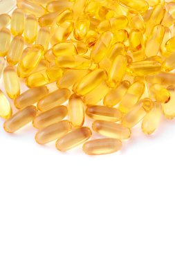 Beyaz arkaplan dokusunda balık yağı omega 3