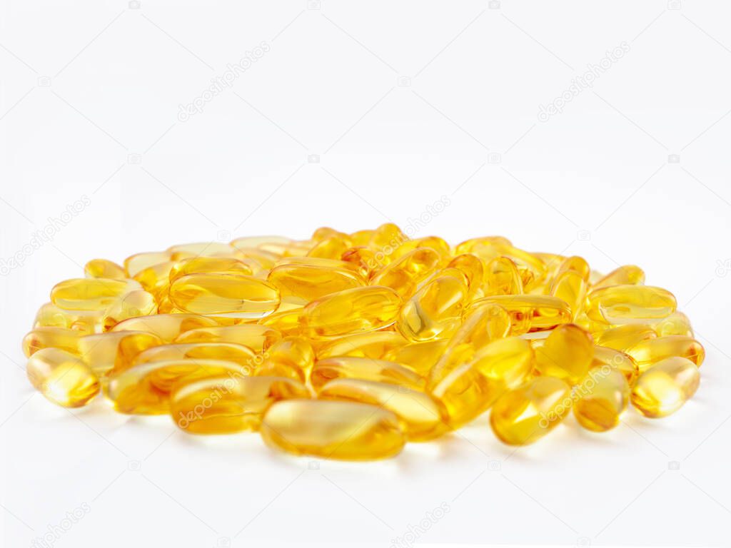 fish oil omega 3 on white background texture