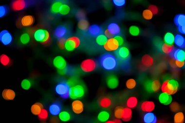 Çok renkli Noel ve yeni yıl ışıklarının bokeh dokusu