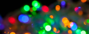 çok renkli Noel ve yeni yıl ışıklarının panorama bokeh dokusu
