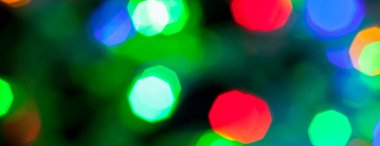çok renkli Noel ve yeni yıl ışıklarının panorama bokeh dokusu