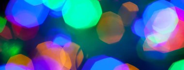 çok renkli Noel ve yeni yıl ışıklarının panorama bokeh dokusu