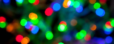 çok renkli Noel ve yeni yıl ışıklarının panorama bokeh dokusu