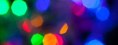 çok renkli Noel ve yeni yıl ışıklarının panorama bokeh dokusu