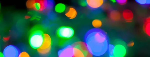 Panorama Bokeh Texture Natale Multicolore Luci Capodanno — Foto Stock