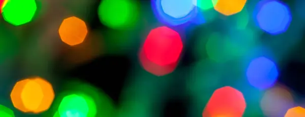 Panorama Bokeh Textur Aus Bunten Weihnachts Und Neujahrslichtern — Stockfoto