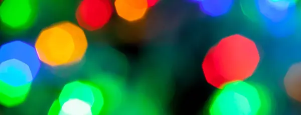 Panorama Bokeh Textuur Van Veelkleurige Kerst Nieuwjaar Verlichting — Stockfoto