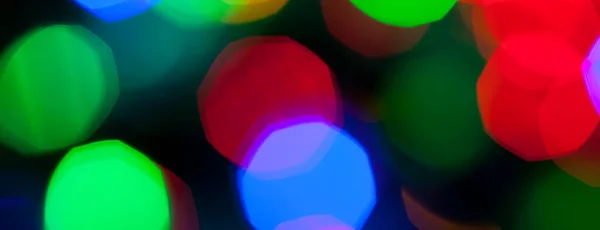 Panorama Bokeh Textuur Van Veelkleurige Kerst Nieuwjaar Verlichting — Stockfoto