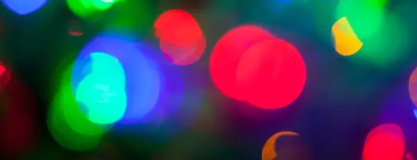 Panorama Bokeh Texture Natale Multicolore Luci Capodanno — Foto Stock