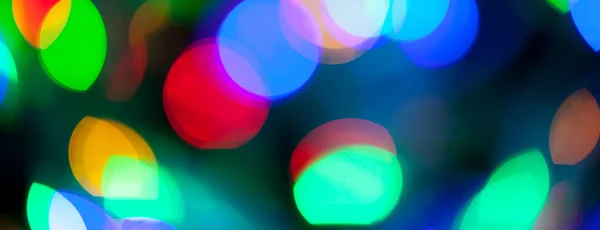 Textura Bokeh Panorama Natal Multicolorido Luzes Ano Novo — Fotografia de Stock