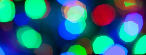Çok Renkli Noel Yeni Yıl Işıklarının Panorama Bokeh Dokusu — Stok fotoğraf