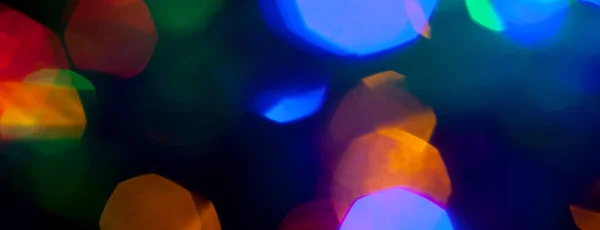 Çok Renkli Noel Yeni Yıl Işıklarının Panorama Bokeh Dokusu — Stok fotoğraf