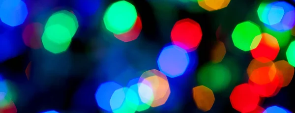 Panorama Bokeh Texture Natale Multicolore Luci Capodanno — Foto Stock