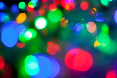 Çok renkli Noel ve yeni yıl ışıklarının bokeh dokusu