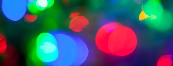 Panorama Bokeh Texture Natale Multicolore Luci Capodanno — Foto Stock