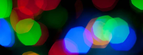 Panorama Bokeh Texture Multicolored Christmas New Year Lights — Stock Photo, Image