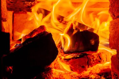 Fırında yanan ahşap dokusu