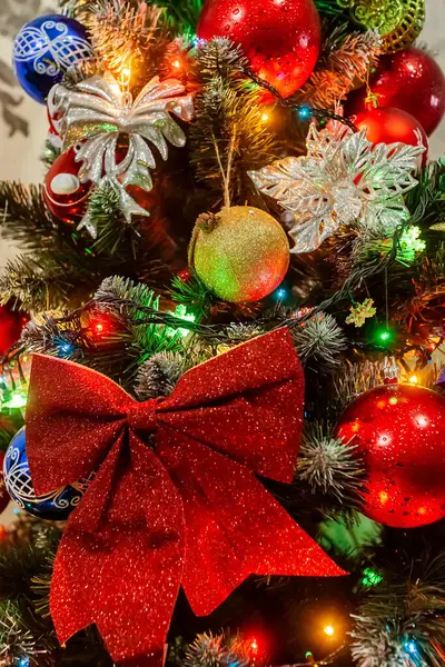 Texture Christmas Tree Decorated Balls — Stock Photo, Image