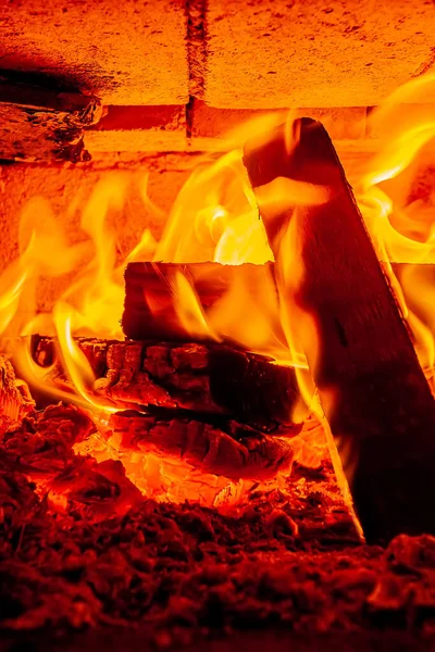 Textura Madeira Chamas Forno — Fotografia de Stock