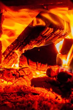 Fırında yanan ahşap dokusu
