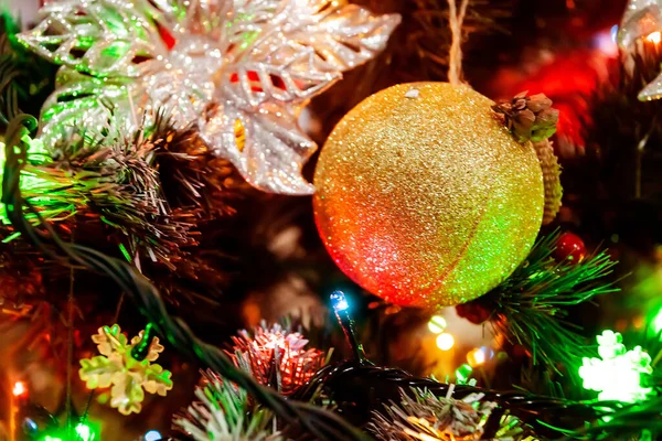 Texture Christmas Tree Decorated Balls — Stock Photo, Image