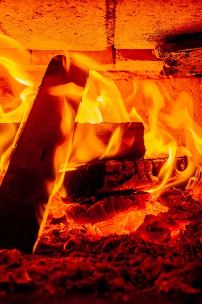 Texture Burning Wood Oven — Stock Photo, Image