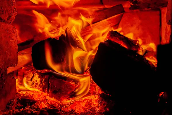 Textura Madeira Chamas Forno — Fotografia de Stock