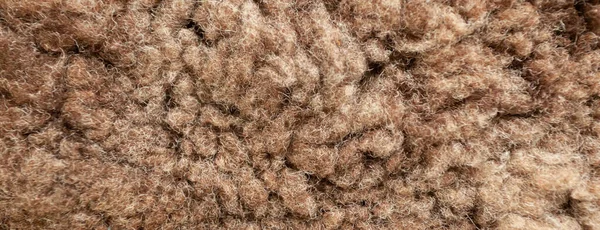 Panorama Textura Pele Carneiro Marrom — Fotografia de Stock
