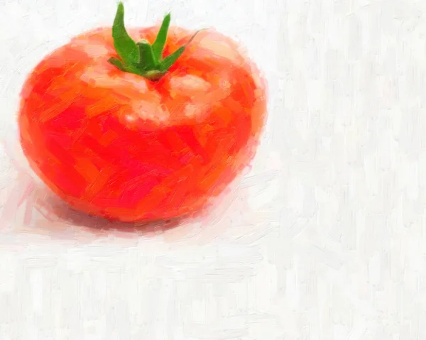 Vermelho Fresco Tomate Suculento Óleo Pintado — Fotografia de Stock