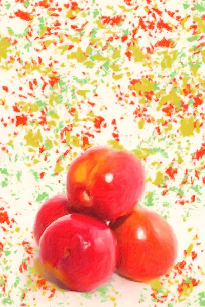 Suculento Fresco Ameixa Vermelha Desenho Pastel — Fotografia de Stock