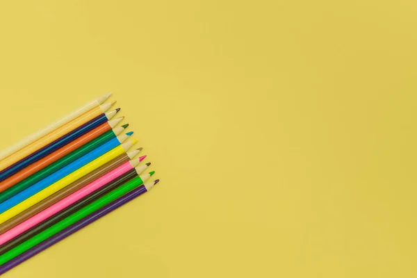 Colored Pencils Yellow Background — Stock Photo, Image