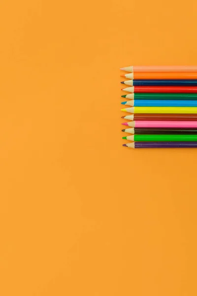 Colored Pencils Yellow Background — Stock Photo, Image