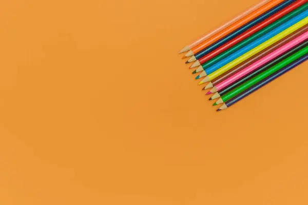 Colored Pencils Yellow Background — Stock Photo, Image